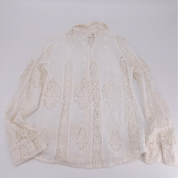 Jen’s Pirate Booty Free People Lace Button Down Blouse Shirt Size Small - Picture 4 of 4